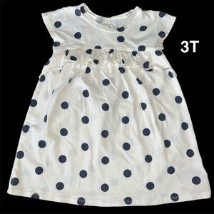 GAP White Cotton Dress with Navy Polka Dots Size 3T